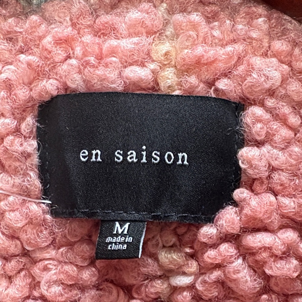 En Saison Pink and Gray Teddy Jacket - Picture 2 of 7